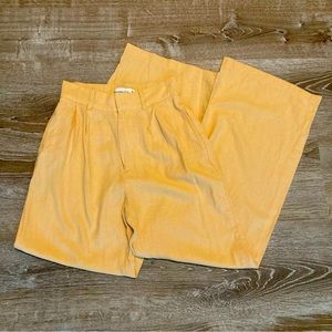 Abercrombie & Fitch Linen Blend Wide Leg Pans in apricot